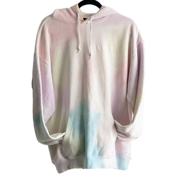 Sisters apparel by Safety Pin Hoodie Tie dye rainbow sherbet pastel oversized - Picture 1 of 13